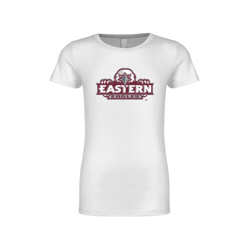  Next Level Girls White Fashion Fit T Shirt - Official Logo