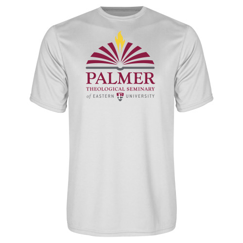  White Performance Tee - Palmer Theological Seminary of EU Stacked