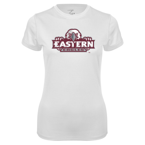  Womens White Performance Tee - Official Logo