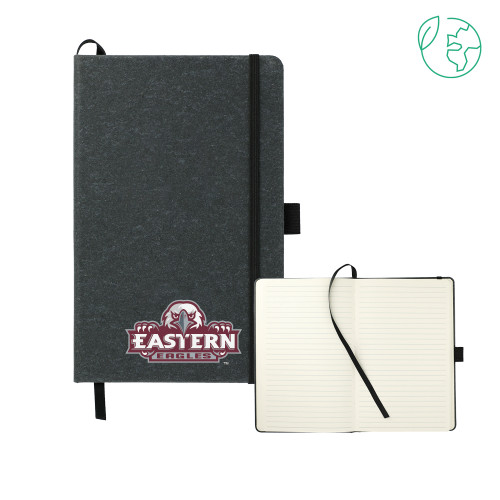  5.5 x 8.5 Black FSC Mix Recycled Leather Bound Journal - Official Logo
