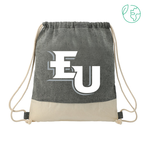  Split Recycled Cotton Natural/Black Drawstring Bag - EU