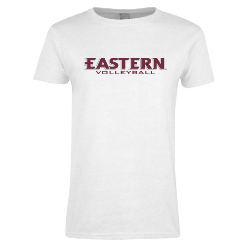  Womens White Short Sleeve Tee - Volleyball