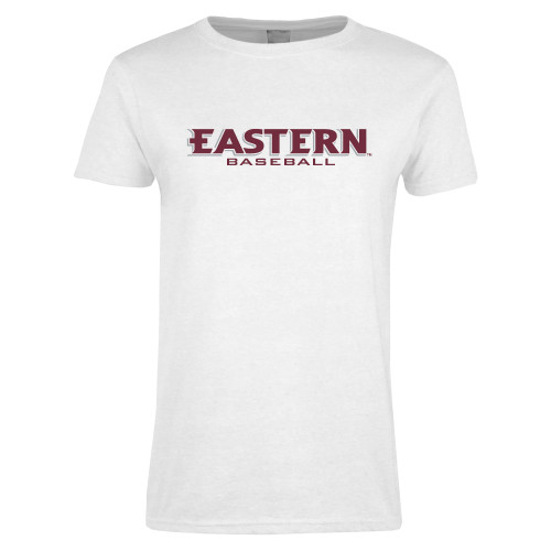  Womens White Short Sleeve Tee - Baseball