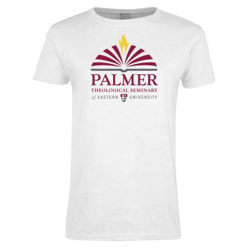  Womens White Short Sleeve Tee - Palmer Theological Seminary of EU Stacked