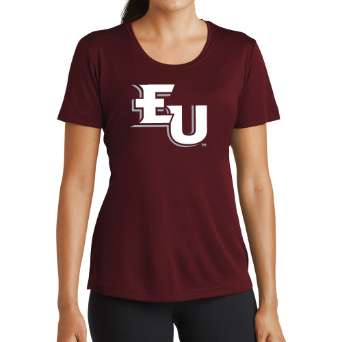  Womens Maroon Performance Short Sleeve Tee - EU