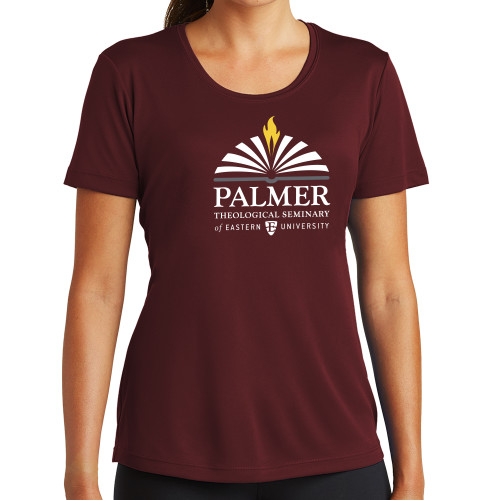  Womens Maroon Performance Short Sleeve Tee - Palmer Theological Seminary of EU Stacked