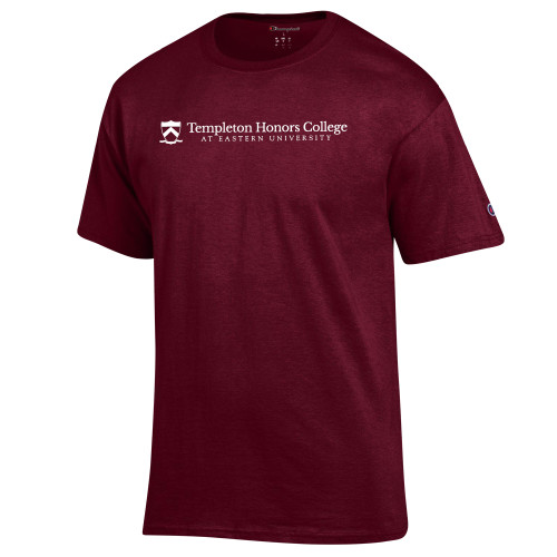  Champion Maroon T Shirt - Templeton Honors College Wordmark