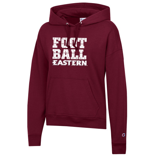  Champion Womens Maroon Powerblend Pullover Hood - EU - Football Field Lines