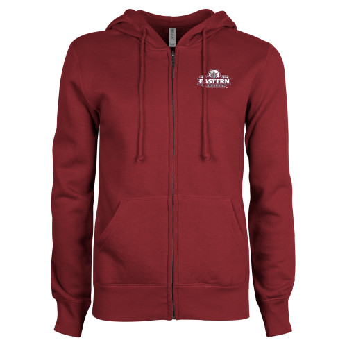  ENZA Womens Maroon Fleece Full Zip Hoodie - Official Logo