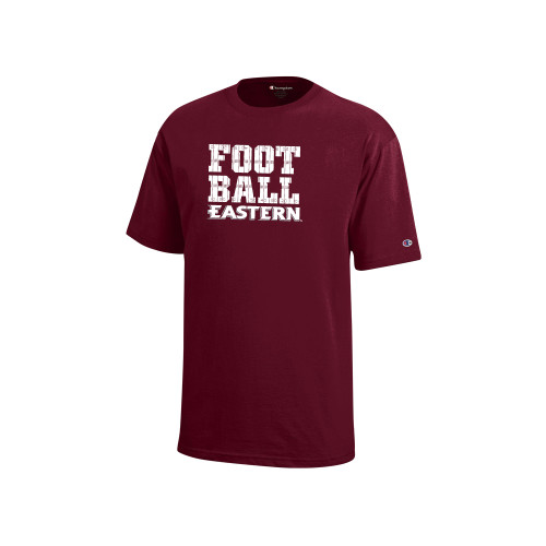  Champion Youth Maroon Short Sleeve Tee - EU - Football Field Lines