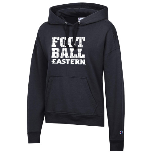  Champion Womens Black Powerblend Pullover Hood - EU - Football Field Lines