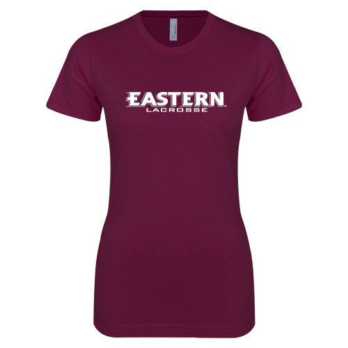  Next Level Womens Maroon Boyfriend Tee - Lacrosse