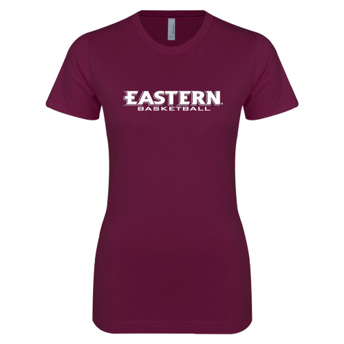  Next Level Womens Maroon Boyfriend Tee - Basketball