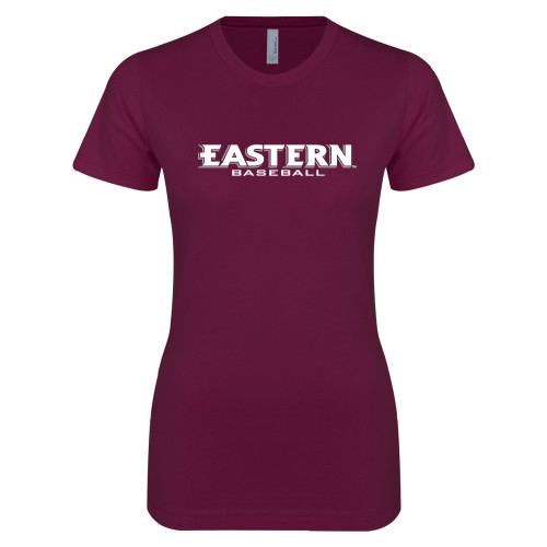  Next Level Womens Maroon Boyfriend Tee - Baseball