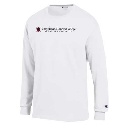  Champion White Long Sleeve T Shirt - Templeton Honors College Wordmark