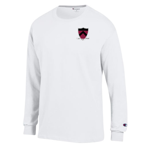  Champion White Long Sleeve T Shirt - Templeton Honors College Shield