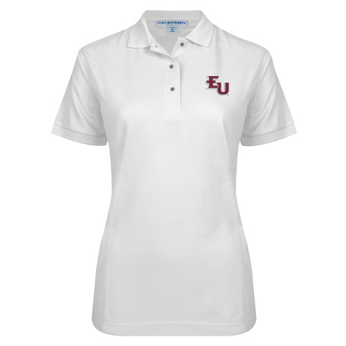  Womens Silk Touch White Pique Polo - EU