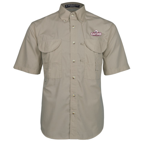  Khaki Fishing Shirt Performance Short Sleeve - Official Logo