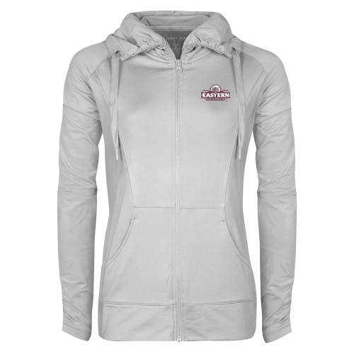  Womens White Sport Wick Stretch Full Zip Jacket - Official Logo