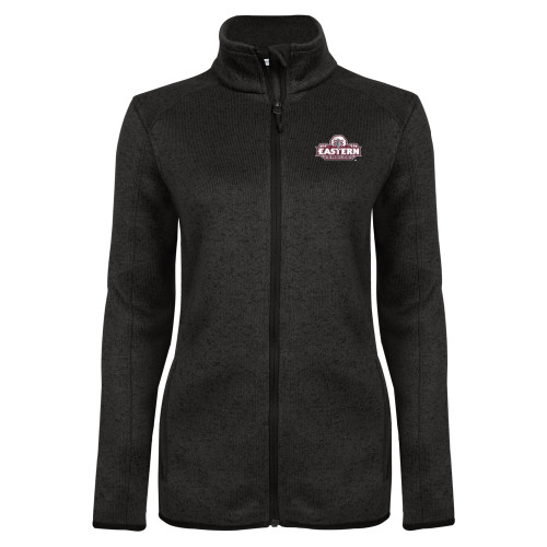  Womens Black Heather Fleece Jacket - Official Logo