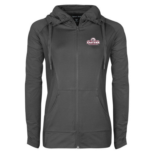  Womens Charcoal Sport Wick Stretch Full Zip Jacket - Official Logo