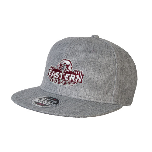  Heather Grey Wool Blend Flat Bill Snapback Hat - Official Logo