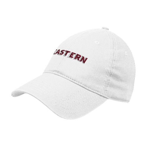  White Unstructured Adjustable Low Profile Hat - Eastern Wordmark