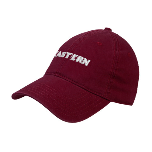  Maroon Unstructured Adjustable Low Profile Hat - Eastern Wordmark
