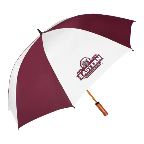  64 Inch Maroon/White Umbrella - Official Logo