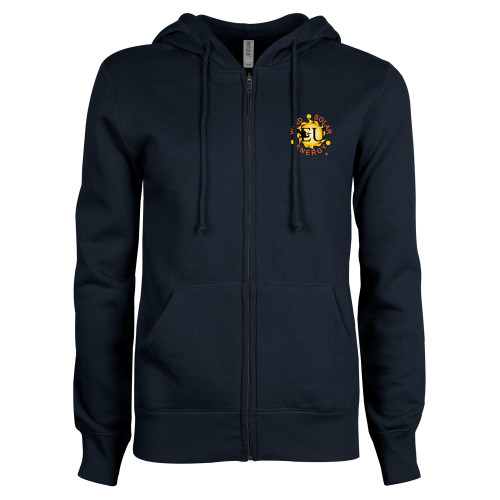  ENZA Womens Navy Fleece Full Zip Hoodie - Wind Solar Energy® Trademark
