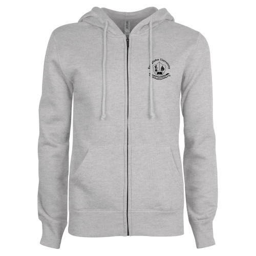  ENZA Womens Grey Fleece Full Zip Hoodie - Everglades University Seal® Trademark