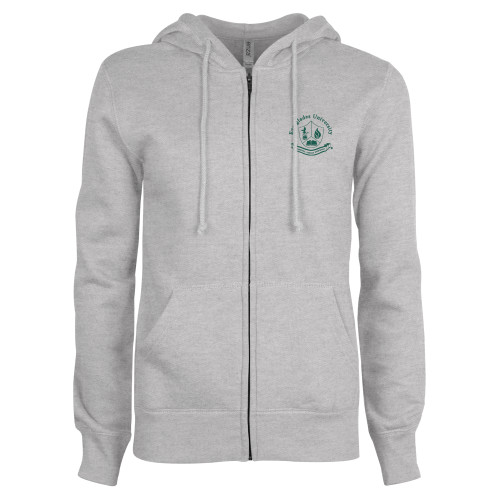  ENZA Womens Grey Fleece Full Zip Hoodie - Everglades University Seal® Trademark