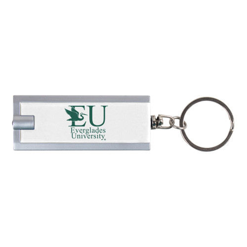  Turbo White Flashlight Key Holder - EU W/ Egret Everglades University® Vertical Trademark Green
