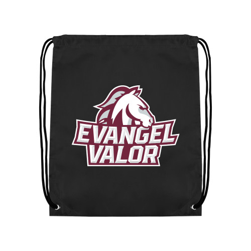  Black Drawstring Backpack - Evangel Valor Horse Lockup