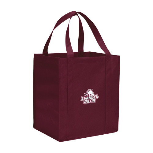  Non Woven Maroon Grocery Tote - Evangel Valor Horse Lockup
