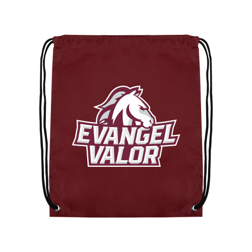  Maroon Drawstring Backpack - Evangel Valor Horse Lockup