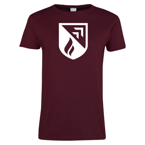  Womens Maroon Short Sleeve Tee - Shield