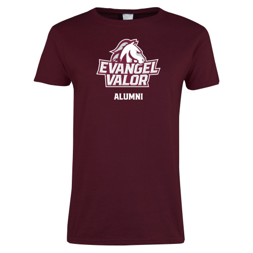  Womens Maroon Short Sleeve Tee - Evangel Valor Alumni