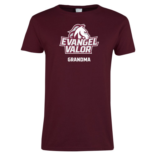  Womens Maroon Short Sleeve Tee - Evangel Valor Grandma