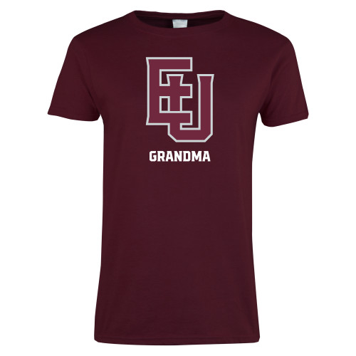  Womens Maroon Short Sleeve Tee - EU Grandma