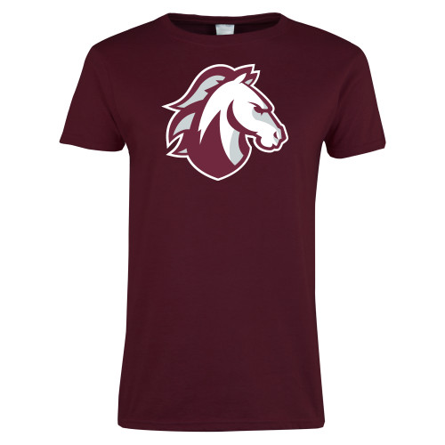  Womens Maroon Short Sleeve Tee - Evangel Valor Horse