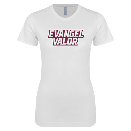  Next Level Womens White Boyfriend Tee - Evangel Valor