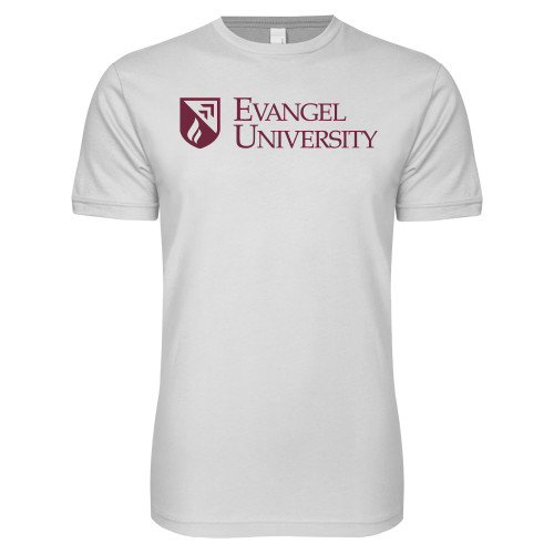  Next Level White SoftStyle T Shirt - Evangel University with Shield