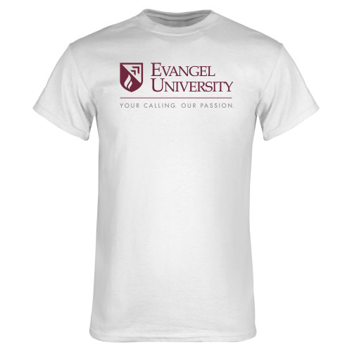 White T Shirt - Evangel University with Tagline