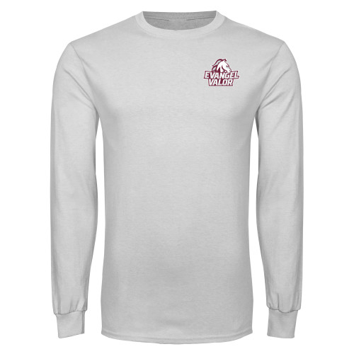  White Long Sleeve T Shirt - Evangel Valor Horse Lockup