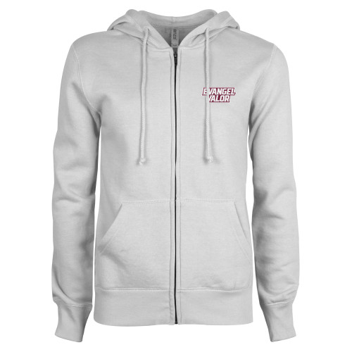  ENZA Womens White Fleece Full Zip Hoodie - Evangel Valor