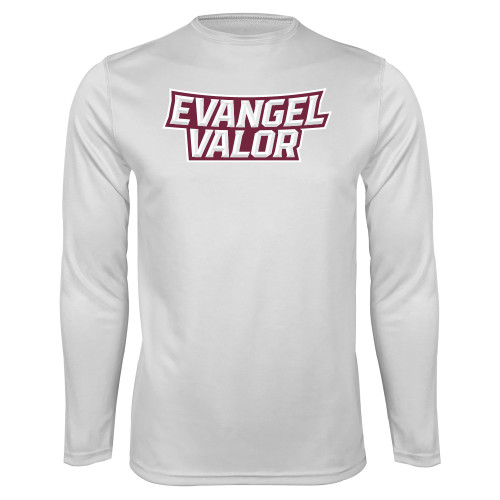  White Performance Long Sleeve Shirt - Evangel Valor Arch