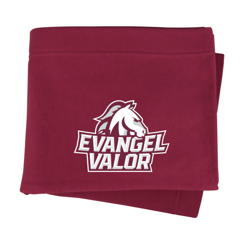  Maroon Sweatshirt Blanket - Evangel Valor Horse Lockup
