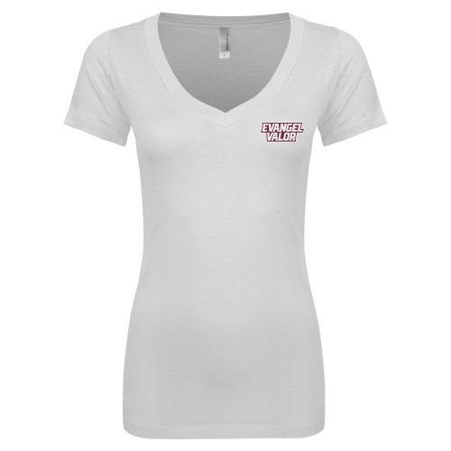  Next Level Womens White Ideal V Tee - Evangel Valor
