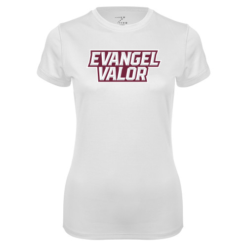  Womens White Performance Tee - Evangel Valor